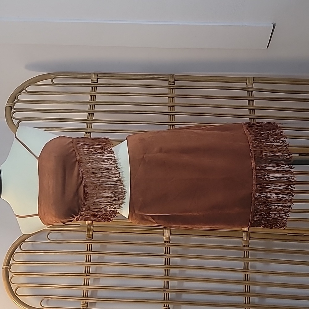 Cider brand brown skirt and crop top fringe set top small skirt large mini skirt - Picture 1 of 15